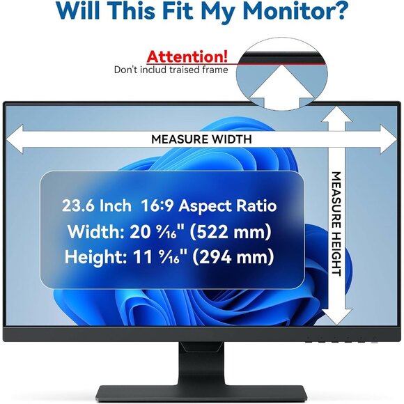 2-Pack 23.6 Computer Privacy Screen Filter 16:9 Widescreen Monitor Blue Light - Picture 4 of 8